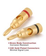 WGGE WG-3334 24k Gold Plated Banana Plugs (Open Screw Type) (12 Pairs)