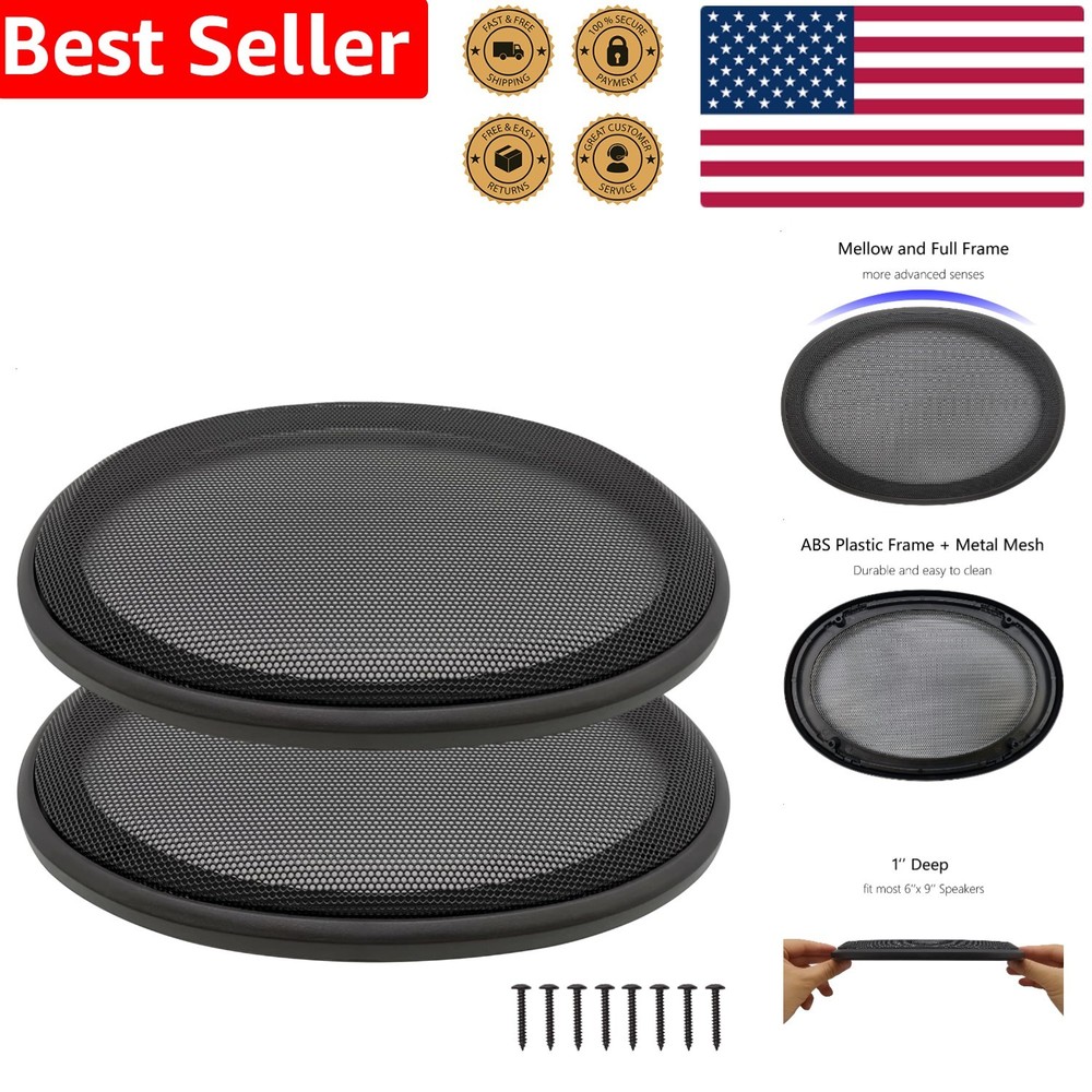 New 6×9 Speaker Grill Covers 2Pcs Black ABS Metal Mesh Subwoofer Protection