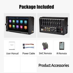 Double 2 DIN 7 in Wireless Apple Carplay Car Stereo Head Unit HD Screen FM Radio