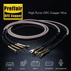 12AWG OFC HiFi Audio Speaker Cable Wire 24K Gold Plated Banana to Y Spade Plug