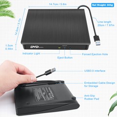 USB 3.0 External CD/DVD Drive Burner Reader Writer Player for Laptop,PC Desktops