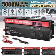 5000W Sine Wave Solar Converter 3000W Car Power Inverter DC 12V To AC 110V 4 USB