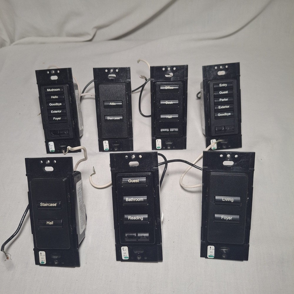 Lot of 7 Lutron Homeworks STR-NB-NONE Black Keypads Used Functional