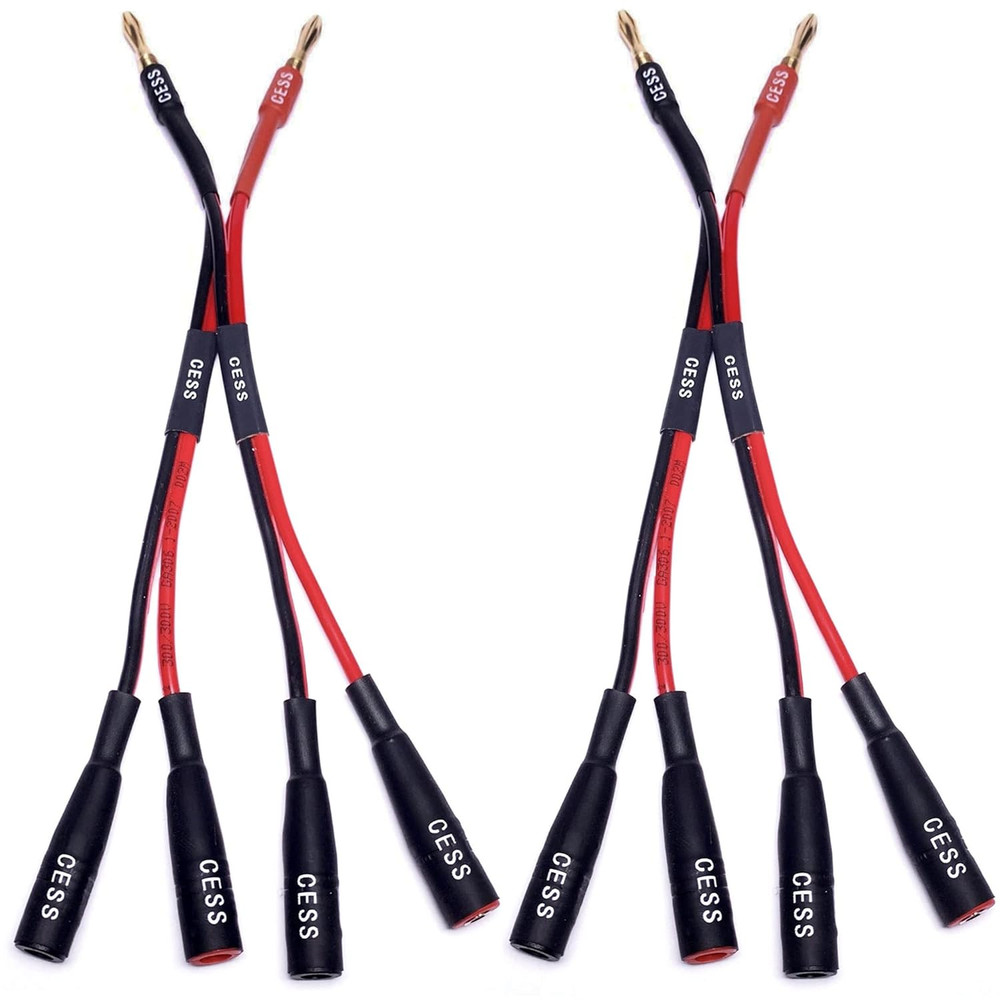 CNCESS Cess-057X2 Dual Banana Plugs Splitter, 2 Male to 4 Female Banana Jack Ada