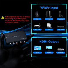 Component to HDMI Converter, Ypbpr RGB + R/L Audio to HDMI V1.3 Converter Adapte