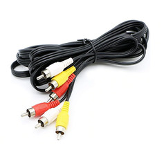 Pack of 2 AV Male to Male 3 RCA Audio Video Composite Cable Black (6 feet)
