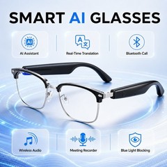 AI Smart Glasses Bluetooth Call Audio Translation for Men and Women Work Glasses
