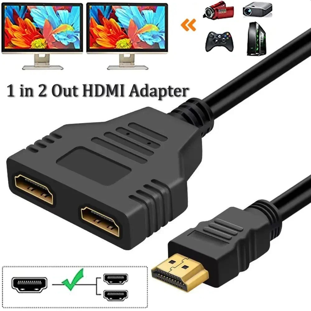 4K HDMI Splitter Adapter 1 In 2 Out Cable Male to Dual Female Converter Lot Pack