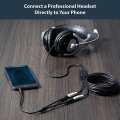 StarTech.com Headset Adapter, Microphone and Headphone Male to Female, Black