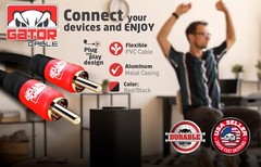 Subwoofer Audio Cable 1 RCA To 1 RCA Coaxial Dual Layer Gold Plated Plug Cord