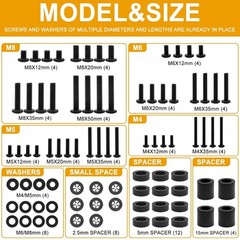 Universal TV Mounting Screws Hardware Kit with Box, M4, M5, M6, M8, black