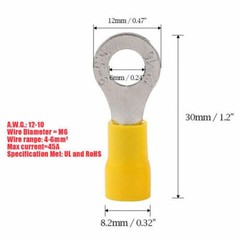 Wire Ring Terminals 22-16 12-10 AWG Crimp Connector Power Car Audio Ground Gauge