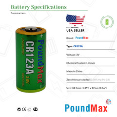 PoundMax CR123A 3.0v Lithium Camera Battery – 2 Count