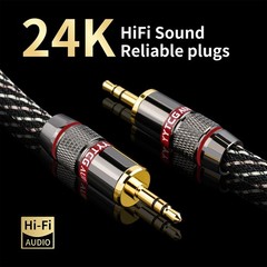 Audiophile HiFi Audio Cable–3.5mm to 3.5mm,6N OFC Core,24K Gold-Plated Plugs,…