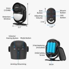 125dB Loud Motion Sensor Alarm with 328ft Remote Control 40ft PIR Detector, B…