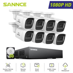 SANNCE 5IN1 8CH DVR 1080P Security Camera System CCTV Outdoor Night Vision AI