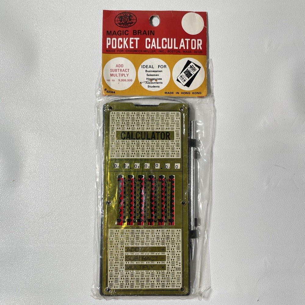 Vintage Magic Brain Pocket Calculator W/Stylus, Made in Hong Kong