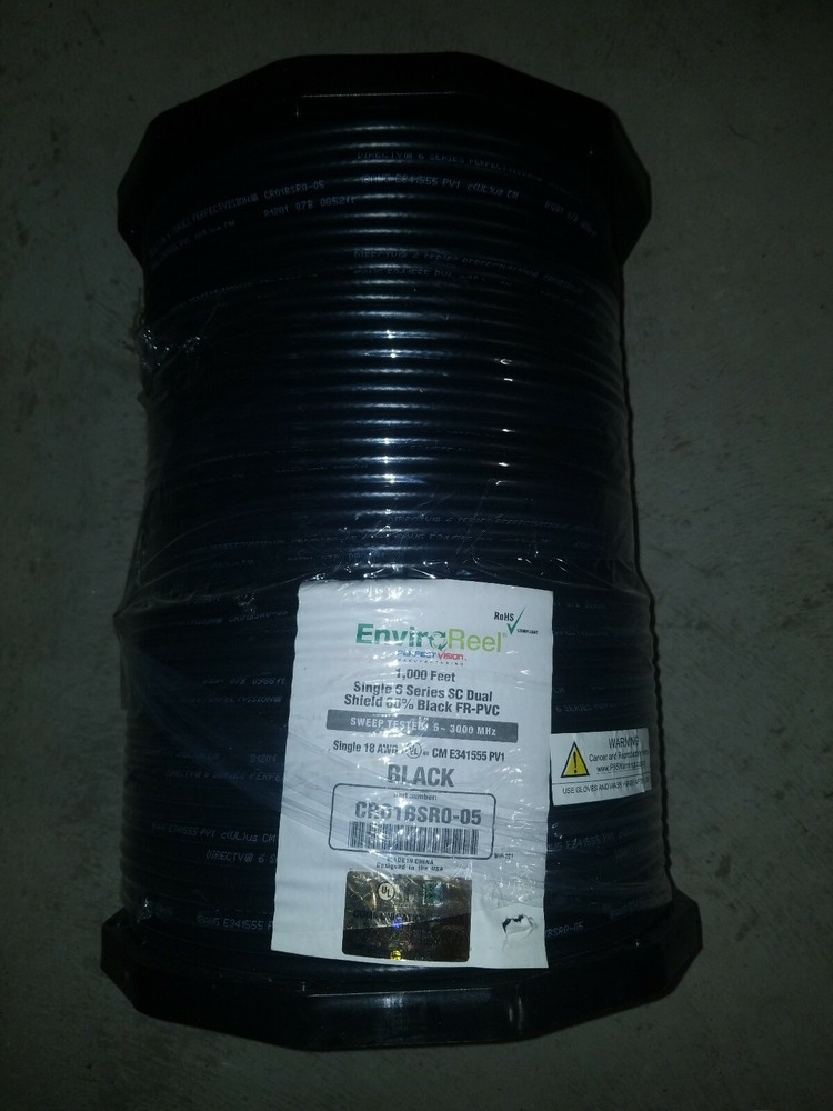 DIRECTV COAX CABLE ENVIROREEL CR01BSR0-05 BLK 1K FT RG6 SINGLE SOLID COPPER