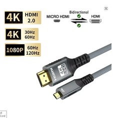 4K 60Hz Mini HDMI to HDMI Cable 1-10ft High Speed Compatible with DSLR Cameras