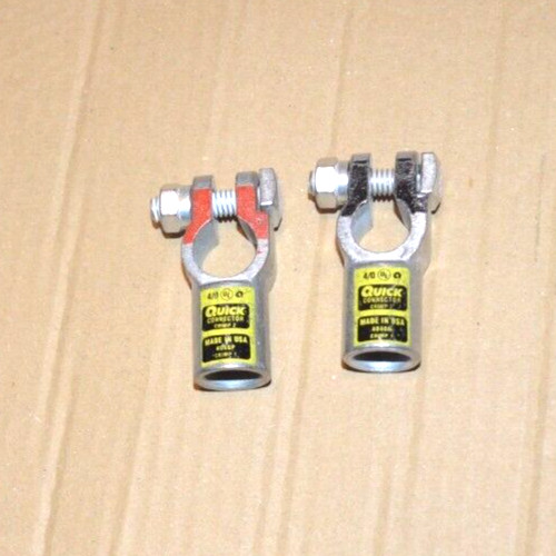 Positive & Negative 4/0 AWG Straight Barrel Top Post Battery Terminal Cable Ends