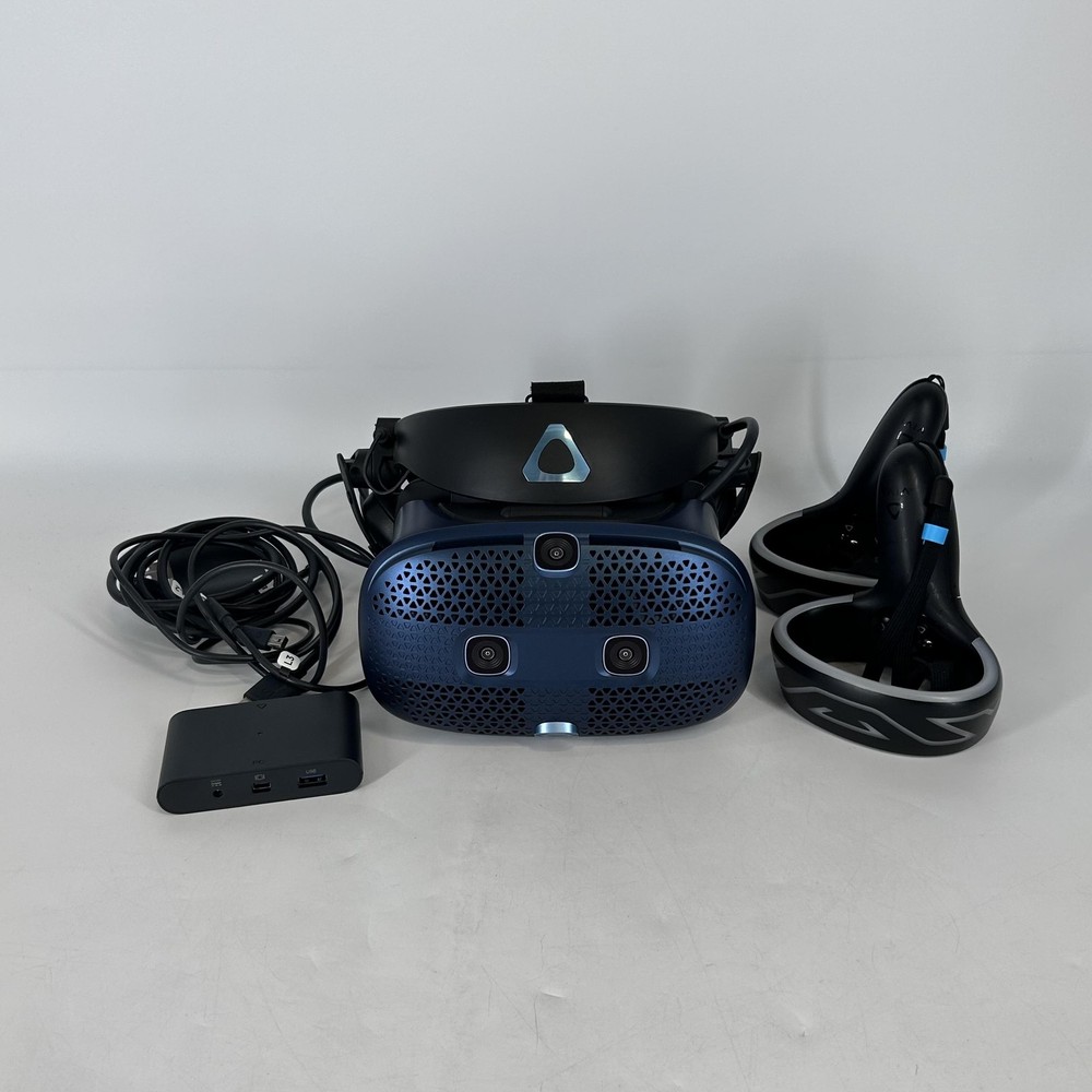HTC Vive Cosmos VR Headset w/ Controllers/Link Box/USB Cable – Very Good