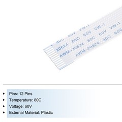Flexible Flat Cable, 250mm 1mm Pitch 12 Pins FPC FFC Flexible Ribbon Cable 10Pcs