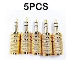 5-Pack 3.5mm Stereo TRS Male Plug to 3.5mm Mono TS Female Jack Audio Adapter
