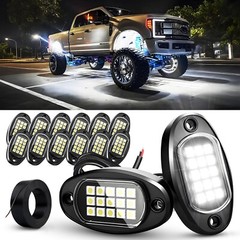 12/16/20/24 Pods Pure White LED Rock Lights, Underglow Underbody Glow Lights Kit