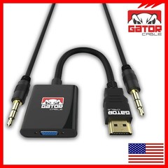 HDMI to VGA Adapter Video Audio with AUX 3.5mm Connector Cable Converter 1080P