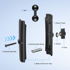 1″ Ball Adapter Double Socket Arm for RAM B, Phone Tablet Mount Extension 7.48″
