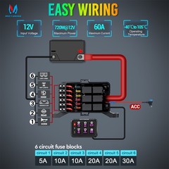 6 Gang Switch Panel 12V ON/OFF LED Light Circuit Control Box Offroad Marine Car