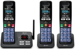 AT&T DECT 6.0 Cordless Phone, 3-Handset – Smart Call 3 Handsets, Black