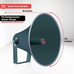 16-Inch Weatherproof Outdoor PA Paging Horn Speaker with Mounting Bracket