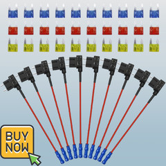 10 Pack 12V Car Add-A-Circuit Fuse Tap Adapter Piggy Back Mini APM ATM Blade new