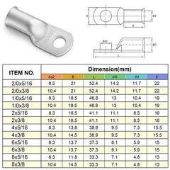 iGreely 10pcs 2/0 Guage 3/8 Wire Lugs Ring Terminal Connectors Ends 2/0 AWG H…