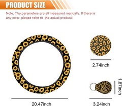 4PCS Sunflower Car Accessories Set, Fashion Anti-Slip 14-15 I Color: Sunflower