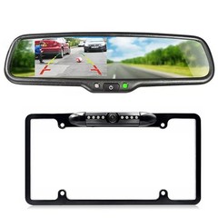 Car Backup Camera License Plate Frame Rear View Parking Kit+4.3″ Monitor Bracket