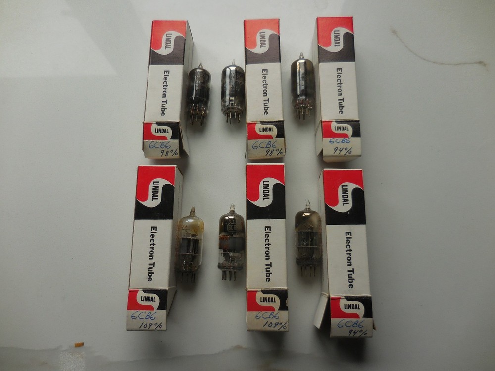 Lot of SIX 6CB6A Mixed Brand USA Vacuum Tubes Fully Tested W/ Readings