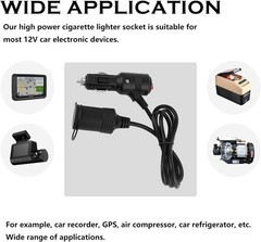3Ft Car Cigarette Lighter Extension Cord with On Off Switch & Dust 1 Tuo 1 or 2