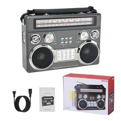 Portable Retro AM/FM/SW 3-Band Radio 4 Colors with Flashlight Bluetooth Boombox