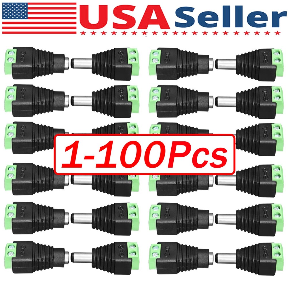 100Pairs Male Female 2.1×5.5mm DC Power Plug Jack Adapter Connector for CCTV Lot