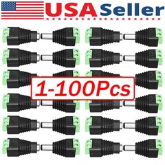 100Pairs Male Female 2.1×5.5mm DC Power Plug Jack Adapter Connector for CCTV Lot