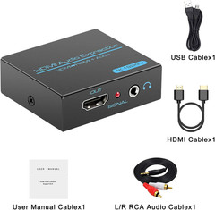 VPFET HDMI Audio Extractor Splitter 4K 3.5Mm Adapter Converter with AUX RCA L