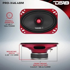 4x DS18 PRO-X46.4BM 4×6″ Mid-Range Speakers 800W 4-ohm Car Midrange Loudspeakers