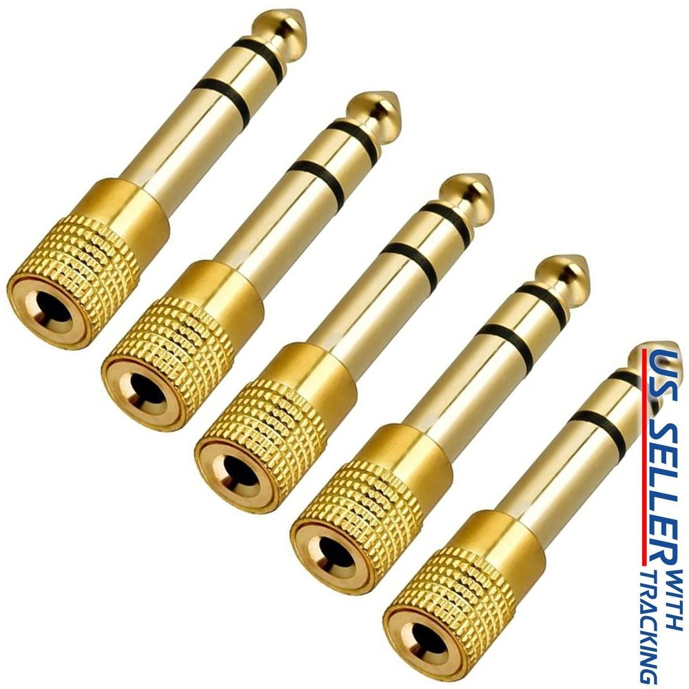 5X 6.35mm 1/4″ Male to 3.5mm 1/8″ Female TRS Stereo Audio Headphone Adapter US
