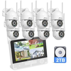 ANRAN 5MP IP Security Camera System CCTV 360° PTZ WiFi 12″ Monitor 2TB 8Cams Kit