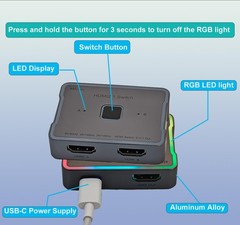 hdmi Switch 4K 120hz 144hz 240hz Splitter 2 in 1 Out 8K 60hz switcher 2.1 Hub…