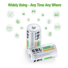 Lot EBL C D Size Cell Rechargeable Batteries AA AAA Battery / 1.2V C D Charger