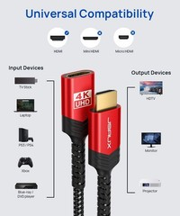 10FT Red HDMI Extension Cord – High-Speed Connectivity for Devices and Displays