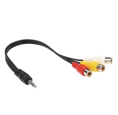 3.5MM A/V JACK TO 3-RCA FEMALE AUDIO VIDEO CONNECTOR CABLE AUX ADAPTER SPLITTER
